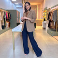 Vintage Notched Collar Blazer Women Single Button Long Sleeve Patch Pocket Check Coats Luxury Winter Fall Elegant Outerwear