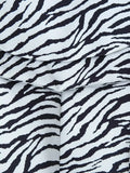 Zebra Stripe Print Two Piece Set for Women Lapel Long Sleeve Spliced Zipper Short Coat Mid Waist Knee Skirt Female