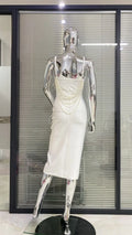Gorgeous Pearl Glam Hollow Suspender Dress Elegant Temperament Bandage Evening Dress Performance Wear Cocktail Party Formal Gown