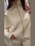 Elegant Women's Knitted Cropped Jacket Coat Cardigan Long Sleeve Sweater Top Streetwear Outfit 2026 Spring New Casual Daily Wear
