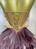 Sparkly Diamonds Leaf Sexy Mesh See Through Strapless Bodycon Dress Luxury Birthday Evening Party Outfit Nightclub Stage Costume