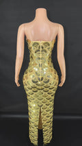 Hot Selling Dresses Women Elegant Night Gown Prom Evening Dress Party Shiny Diamond Crystal Dresses Women Lady Elegant