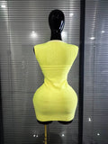 3 Colors Women Sleeveless Sexy V-Neck Front Zipper Bodycon Mini Bandage Dress Celebrate Birthday Party Cocktail Outfit