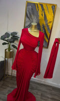Women Skew Neck Flare Long Sleeve Ruched Stacked Maxi Long Dress Fall Birthday Evening Sexy Party Dresses with Scarf