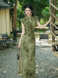 Olive Girl Romantic Qipao for Garden Wedding 2026 Fairycore Photoshoot Everyday Wear S-XXL XS-3XL Plus Size Romantic Garden Party Editorial Not Costume Qipao Cheongsam Chinese Dress Chinese Heritage Fashion Women