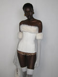 Christmas Furry Strapless Tops Women Patchwork Sexy Long Gloves Matching Birthday Luxury Classic Midnight Clubwear