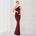 High Quality Women Design Maxi Dress Sexy One Shoulder Sequin Evening Dress Party Night Elegant Long Prom Dress Vestidos