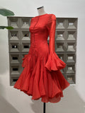 Women's Irregular Pleated Patchwork Fashion Long Flare Sleeve Waist Cinching Midi Dresses 2026 New Female Clothing