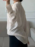 Casual Folds Women Shirts Lapel Collar Long Sleeve Sheer Loose Shirt for Office Commute Casual Day Wear Fashion New
