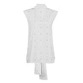 Romantic Dates White Dot Print Tank Top for Women Bow Neck Sleeveless Back Slit Design Slimming for Office Commute