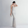 Women Strap Party Maxi Dress Sexy V Neck Evening Dress Celebrity Purple Sequin Dress Long Prom Formal Occasion  Dress