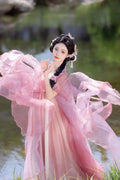 Olive Girl Red Embroidered Hanfu Dress for Ren Faire 2026 Garden Wedding Fairycore Photoshoot S-XL XS-3XL Plus Size Embroidered Flowing Sleeve Dramatic Silhouette Romantic Editorial Not Costume Chinese Heritage Fashion Women
