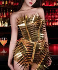 Luxury Sparkly Gold Diamonds Sequins Crop Top Shorts Two Pieces Set Women Sexy Evening Party Birthday Nightclub Stage Costume