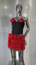 Women's Red Corsage Tube Top + Bud Skirt Set Glam Luxury Fashion Hot Party Evening Performance Dress Robe Femme Chic Et Élégante