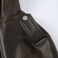 Women's Chic Faux Leather Jacket Fashion Lapel Zipper Irregular Hem Waist Cropped Pu Coat Lady 2026 Spring Chic Street Outerwear