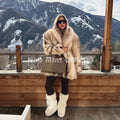 Winter 2026 Women Vintage Glam Power Shoulder Faux Fur Coat Iconic Girls Luxury Striped Fake Fur Jackets Cozy Overcoats