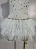 Women Sexy Mesh See Through Evening Birthday Party Dress Nightclub Stage Wear Sparkly Rhinestone Pearls Halter Backless Bodysuit