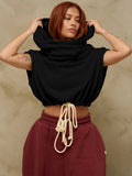 Hooded Pullover Tank Top Women Hipster Casual Simple Wild Basic Streetwear Autumn Fashion Shirring Skinny Slim Vest