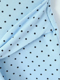 Elegant Sweet Blue Polka Dot Playsuit for Women Puff Sleeve Cutout Design Lace Trim Slimming Playsuits for Vacation