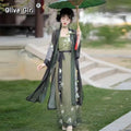 Olivegirl Song Dynasty Hanfu Summer Women's Clothing 2026 Embroidered Flower Coat Changgan Temple Strap Vest Spinning Skirt