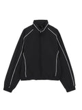 White Stripe 2 Piece Tracksuit Women Stand Collar Zip Jacket And Elastic Waist Wide Leg Pants Set Sporty Casual Matching Outfit