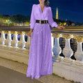 Splice Sequins Maxi Dresses For Women Fashion Folds Loose V Neck Elegant Dress Femme Party Evening Dresses Luxury