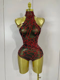 Sparkly Diamond Sexy Mesh Stretch Bodysuits Women Evening Nightclub Bar Party Show Gogo Dancer Clothing Stage Costume