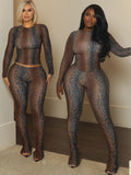 Snake Colorful Print 2-Piece Set Women Tracksuit Tight Crop Tops+Leggings Matching Stretch Streetwear Hipster Outfits