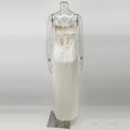 Elegant Satin Lace Long Dresses Women's Slip Backless Bandage High Slit Prom Maxi Dress Evening Party Night Out White Black