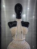 Khaki Women Sexy Halter Off the Shoulder Shining Beading Rhinestones Bodycon Mini Bandage Dress Feathers Elegant Evening W
