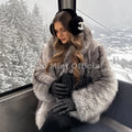 Fashion 90s Vintage Retro Brown Striped Faux Fur Coat Women Winter Chic Scraf Collar Overcoat Fox Fur Jacket