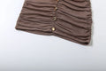 Y2K Mesh Halter Dress Women Sexy Ruched Patchwork Pleat Lace-Up V-Neck Button Elegant Peach Hip Stretch Slim Bodycon