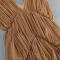 Sexy V Neck Tiered Folds Design Long Dress Women Sleeveless Multi-Layered Draped Temperament Dresses Evening Party Gowns