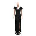 Elegant Evening Dress Sequin Feather Shoulders Mermaid Gowns for Wedding Prom Party Club Special Occasions Split Long Dress