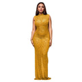 Fall Diamonds Hot Rhinestones O-neck Women Sleeveless Bodycon Long Dress Birthday Party Evening Prom Maxi Dresses