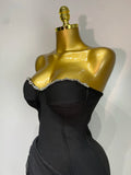 Women Sexy Strapless Ruffles Black Bandage Dresses 2026 New Nightclub Eveing Party Dress Celebrate Birthday Cocktail Clothing