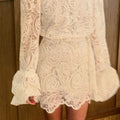 Lace Two Piece Set for Women High Neck Long Sleeve Top High Waist Bodycon Skirts Spring Suit Female New Style