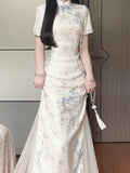 Olive Girl Red Embroidered Qipao for Garden Wedding 2026 Fairycore Photoshoot Everyday Wear S-XXL XS-3XL Plus Size Hand Embroidered Dramatic Silhouette Romantic Garden Party Editorial Not Costume Chinese Heritage Fashion Women