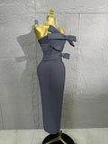 Elegant  Women Sexy Strap Florals Sleeveless Bodycon Midi Bandage Dress Birthday Party Nightclub Celebrate Photo Shoot Out