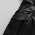 Pu Leather Patchwork Contrasting Design Slim Suit Blazers For Women Notched Collar Long Sleeve Coats Female Clothes Style
