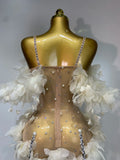 Sparkly Rhinestones Fringe Flower Bodycon Bodysuits DJ Nightclub Performance Stage Outfit Luxury Birthday Photo Shoot Clothing