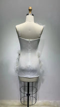 Women's Rhinestone Feather Sequin Embroidered V-Neck Suspender Dress Birthday Party Banquet Performance Dress Vestidos De Fiesta