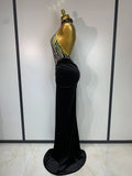 Sparkly Rhinestone Velvet Maxi Long Dress For Woman Sexy Backless Luxury Birthday Dress Evening Party Nightclub Stage Costume