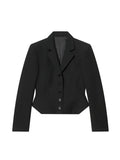 Black Loose Spliced Buttons Chic Jackets for Women Lapel Long Sleeve Commute Basics Jacket Female Summer Fashion