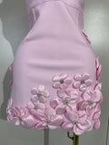 Women Crystal 3D Flowers Sexy Sleeveless V-neck Bandage Dresses Elegant Celebrate Evening Party Gown Birthday Club Party Dresses