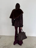 Elegant Fur Shawl Skirt Women's Suit Fashionable Solid Loose Shawl Fitted Fur-Lined Midi Skirt Set Autumn Winter Female