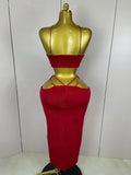 Women Sexy Halter Hollow Out Sleeveless Black Red Bodycon Long Bandage Dress Celebate Prom Elegant Luxury Birthday Club Dress