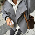 Stand Collar Women's Outerwear Single Breasted Long Sleeve Coat Solid Loose Woolen Coat Daily Commuter Wear Fall Collection 2026
