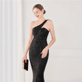 High Quality Women Design Maxi Dress Sexy One Shoulder Sequin Evening Dress Party Night Elegant Long Prom Dress Vestidos