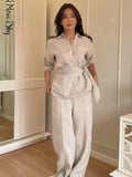 Collection Of Versatile Linen Midi Sets Square Neck Relaxed Fit Casual Day Wear Fashion Daily Linen Pants Women Summer 2026